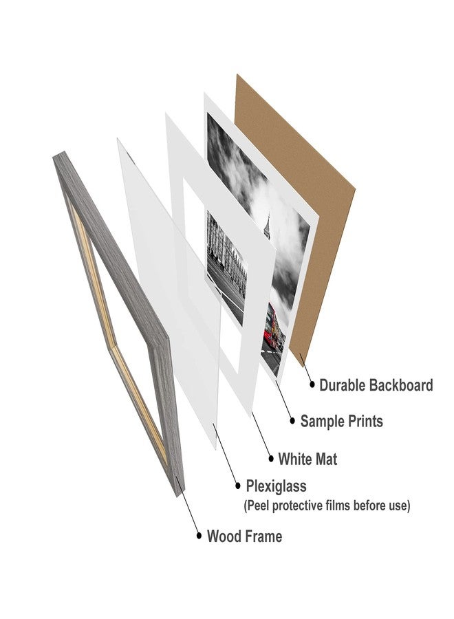 IkaLede 9x12 Rustic Picture Frame Display Pictures 6x8 with Mat or 9x12 without Mat Wooden Farmhouse Distressed Photo Frames for Artwork Wall Mounting and Table Top, Grey - Image 5